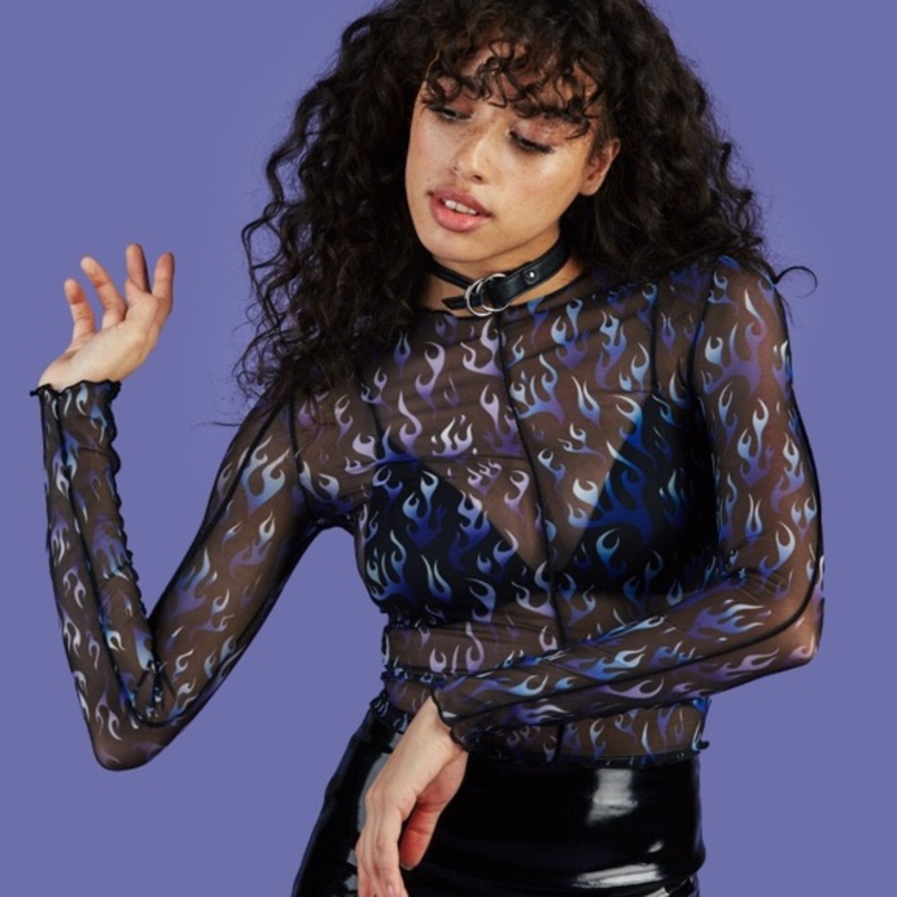 UNIF Desire Blue Flame Mesh Top